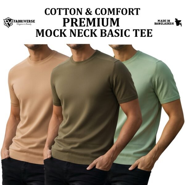 Premium Mock Neck (Beige-Boil Olive-Lemon)