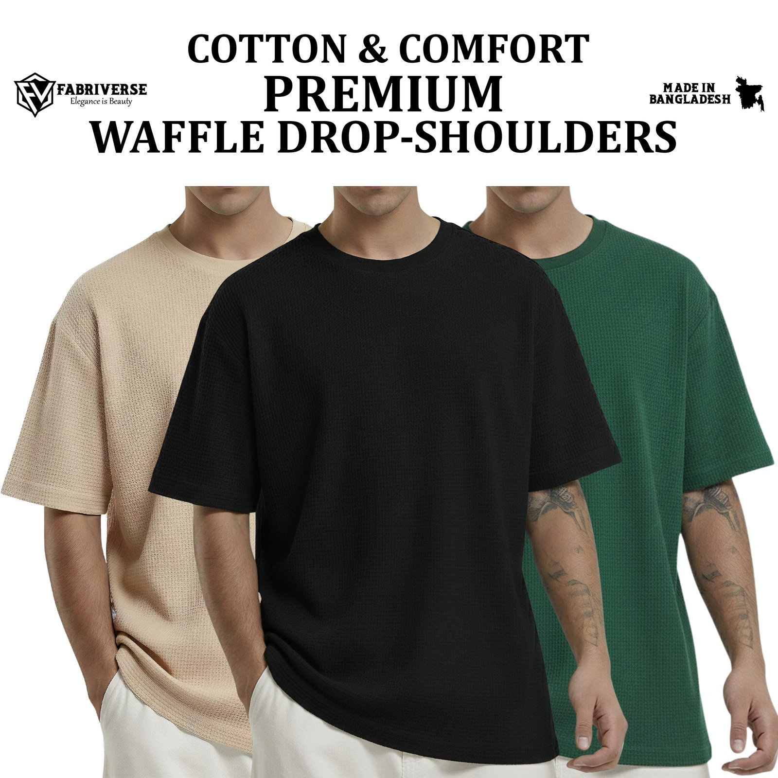 Premium Waffle Drop (Biscuit-Black-B.Green)