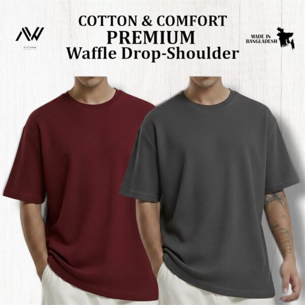 Premium Waffle Drop (Maroon-Charcoal)