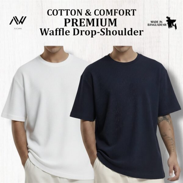 Premium Waffle Drop (White-Navy)