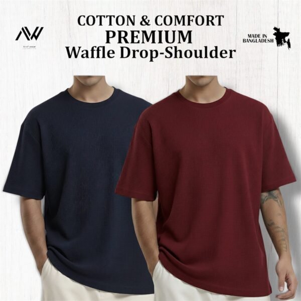 Premium Waffle Drop (Maroon-Navy)