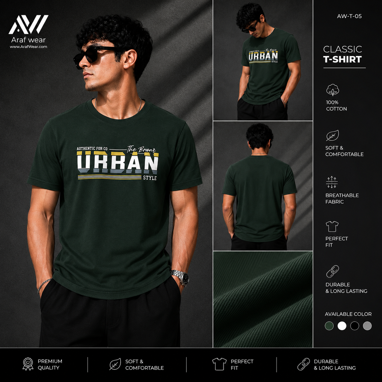 Printed Basic T-Shirt {B.Green}