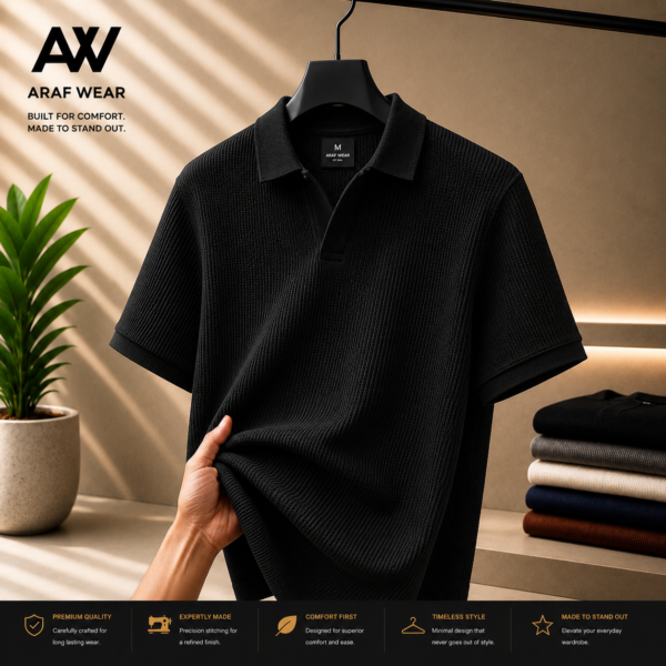Waffle Cuban Polo {Black}