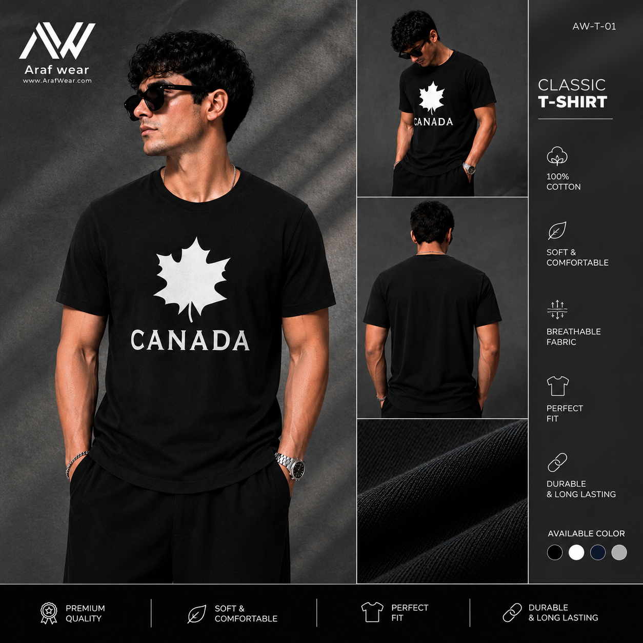 Printed Basic T-Shirt {Black}